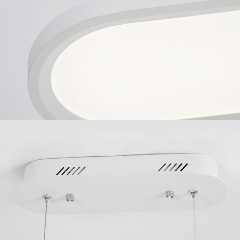 Plafonnier LED ovale en acrylique de 23,5"/35,5"/47" de large, gradation continue, chaud/blanc, télécommande (blanc/noir/marron)