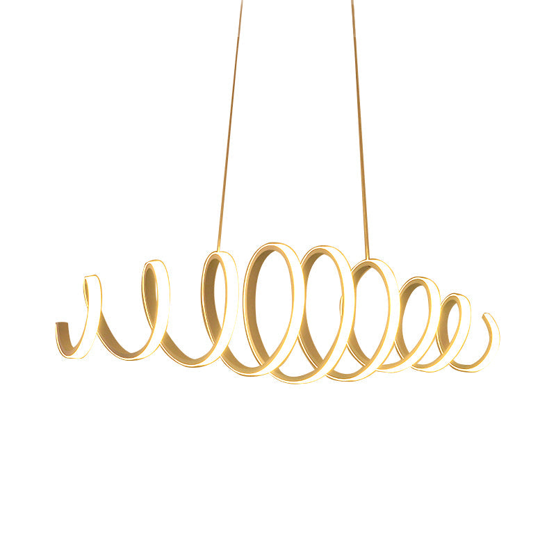 Modern Spring Acrylic LED Pendant Light in White - 27.5"/39" Wide Ceiling Hanging Fixture