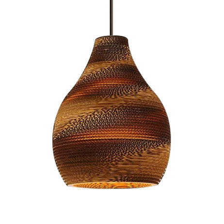 Asian Style Dome Shade Hanging Lamp In Brown For Restaurants - 1 Bulb Ceiling Light 4 Sizes