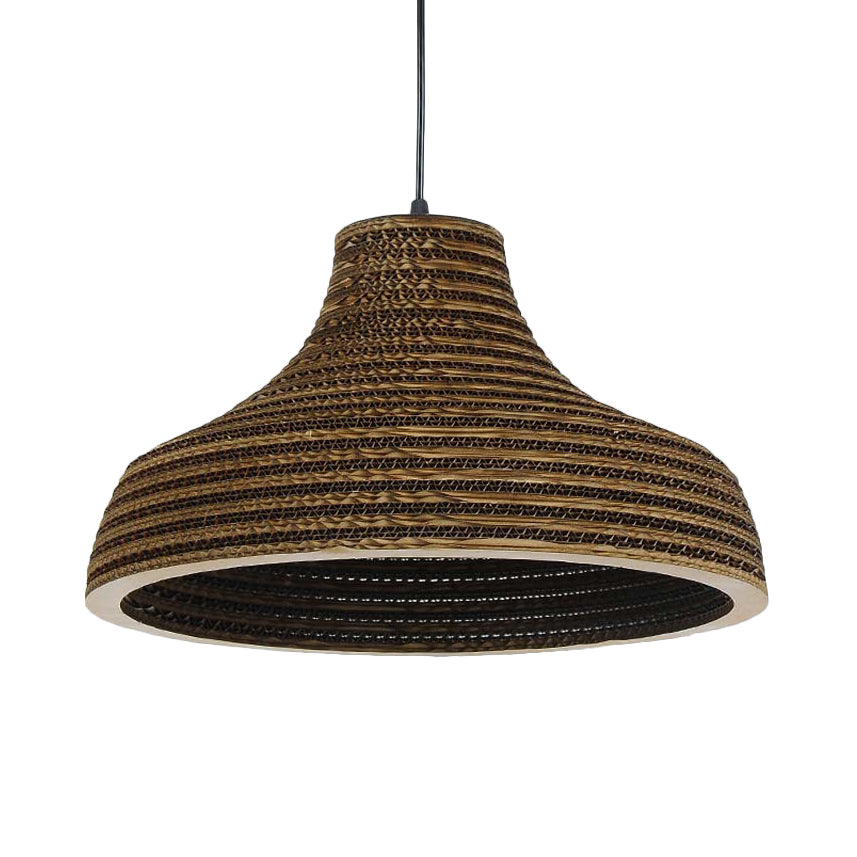 Asian Style Dome Shade Hanging Lamp In Brown For Restaurants - 1 Bulb Ceiling Light 4 Sizes / 16 E