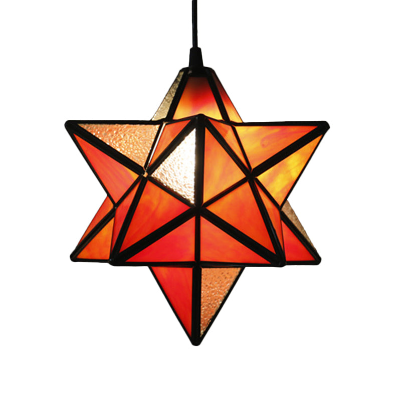 Lampe à suspension Tiffany Star Shade avec éclairage de suspension en vitrail pour chambre à coucher