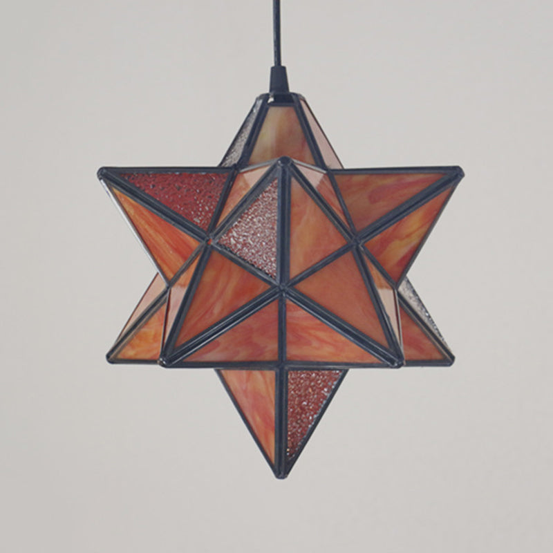 Lampe à suspension Tiffany Star Shade avec éclairage de suspension en vitrail pour chambre à coucher