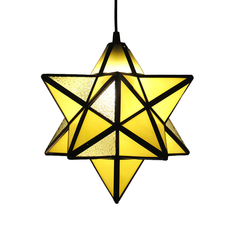 Lampe à suspension Tiffany Star Shade avec éclairage de suspension en vitrail pour chambre à coucher