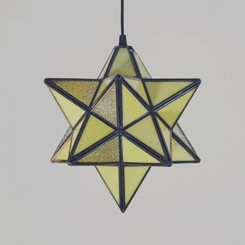 Lampe à suspension Tiffany Star Shade avec éclairage de suspension en vitrail pour chambre à coucher