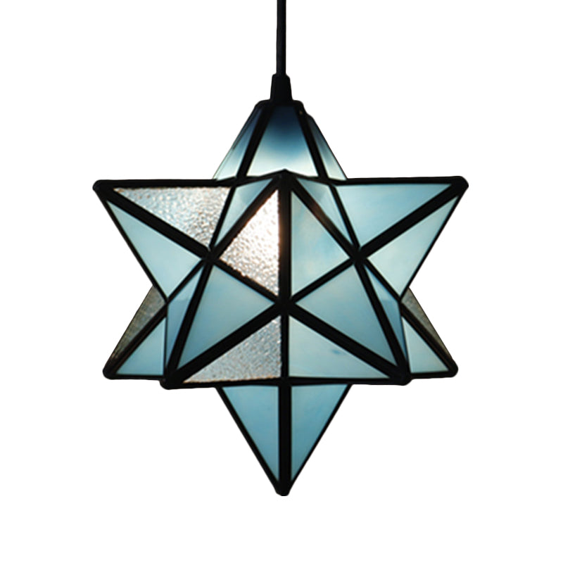 Lampe à suspension Tiffany Star Shade avec éclairage de suspension en vitrail pour chambre à coucher
