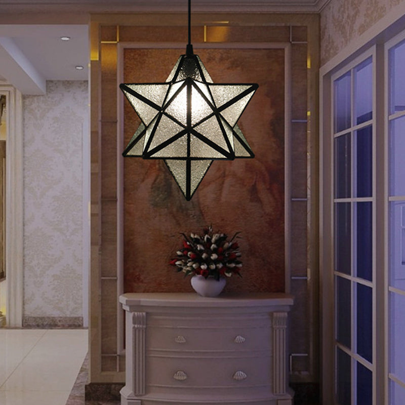 Lampe à suspension Tiffany Star Shade avec éclairage de suspension en vitrail pour chambre à coucher