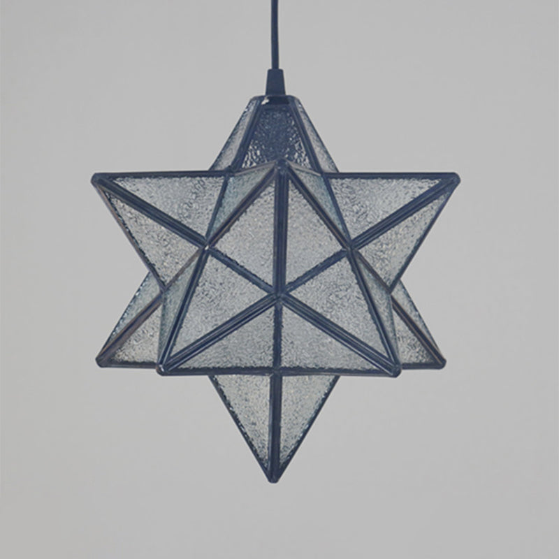 Lampe à suspension Tiffany Star Shade avec éclairage de suspension en vitrail pour chambre à coucher