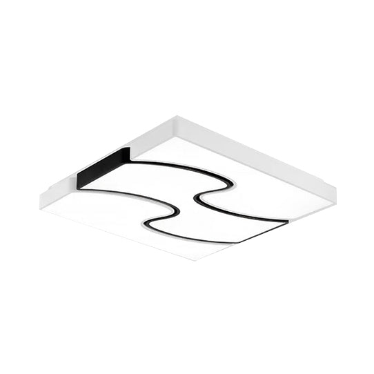 Modernist Style LED Flush Mount Lighting in White - 16.5"/27" Width for Living Room