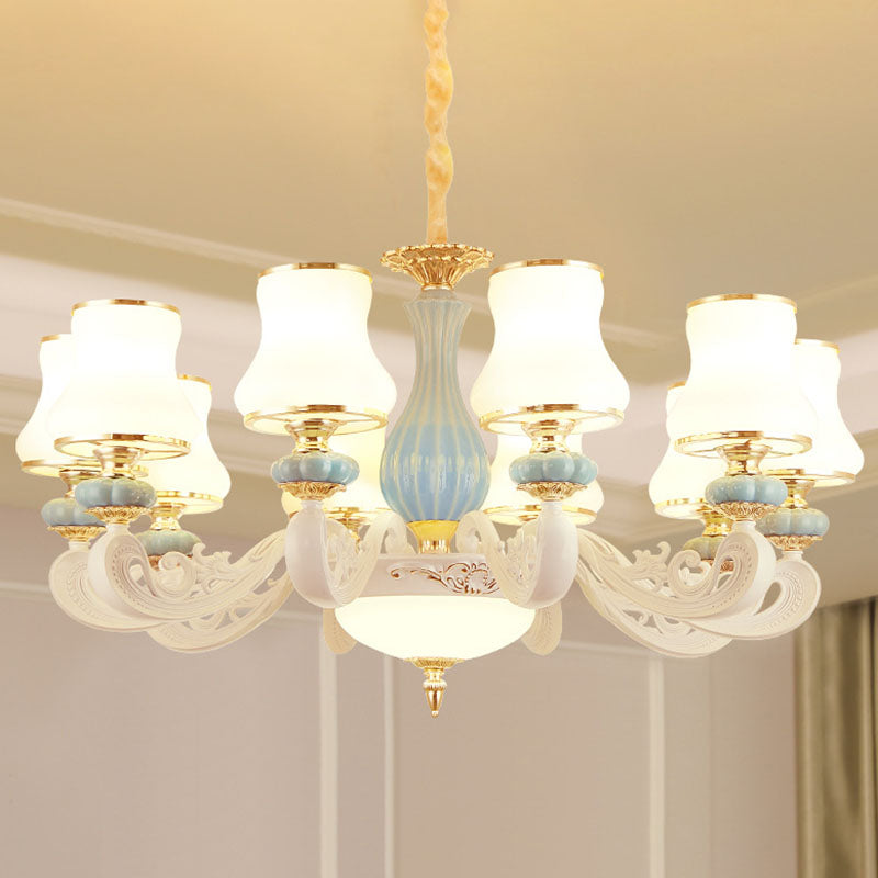 Modern Opal Glass Living Room Drop Lamp With Pear Shade 10 / White