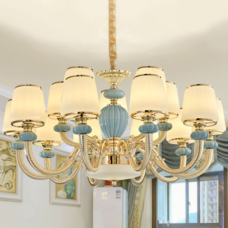 Lustre en verre dépoli bleu - Suspension simple en céramique pour salon