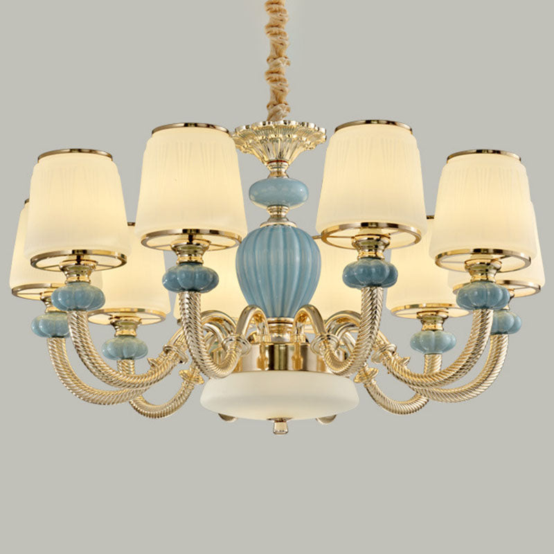 Lustre en verre dépoli bleu - Suspension simple en céramique pour salon