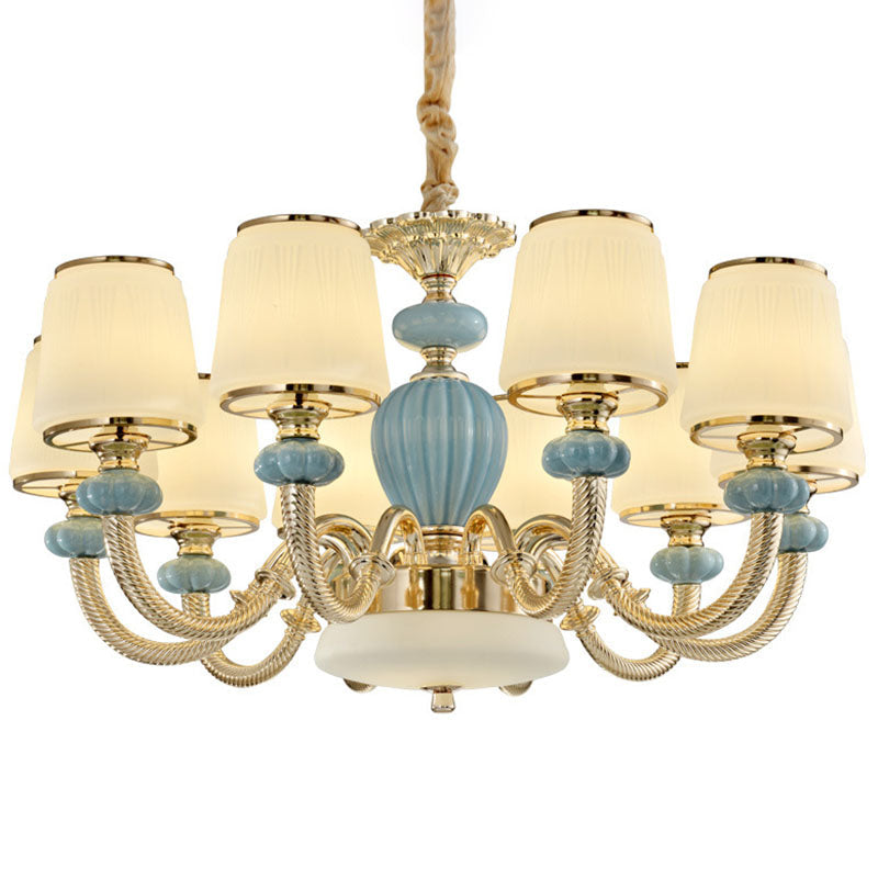 Lustre en verre dépoli bleu - Suspension simple en céramique pour salon