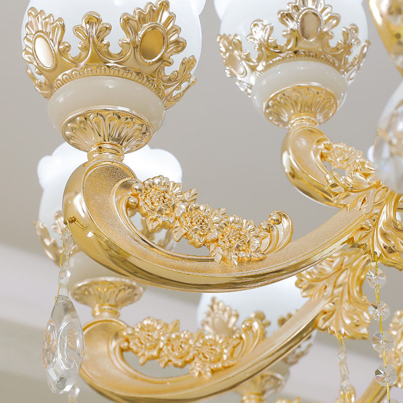 Suspension en verre opale moderniste en or pour salon - Bud Chandelier Lighting