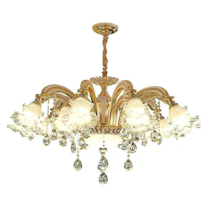 Kit de suspension florale moderniste - Lustre en verre transparent doré pour salon