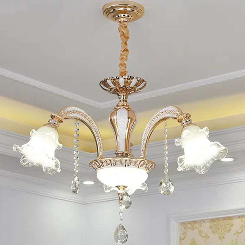 Modernist Crystal Chandelier Pendant Light - Clear Glass Gold Finish 3 /