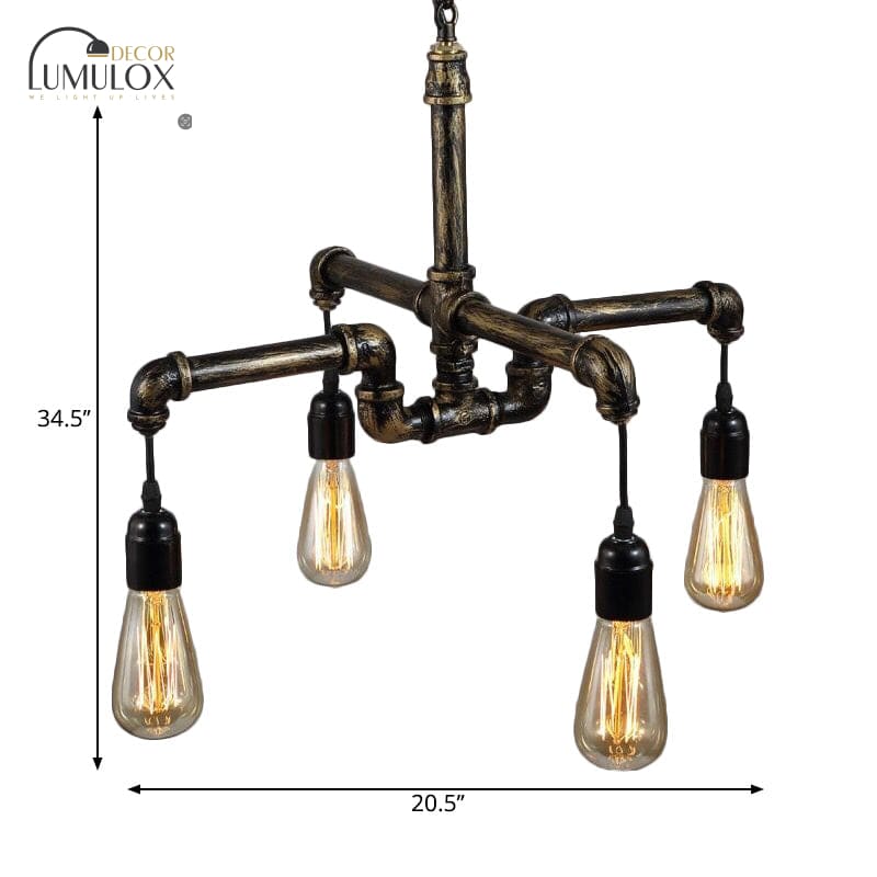 Vintage Industrial Metal and Glass Hanging Light – 4/6-Light 3-Tier Pendant for Living Rooms
