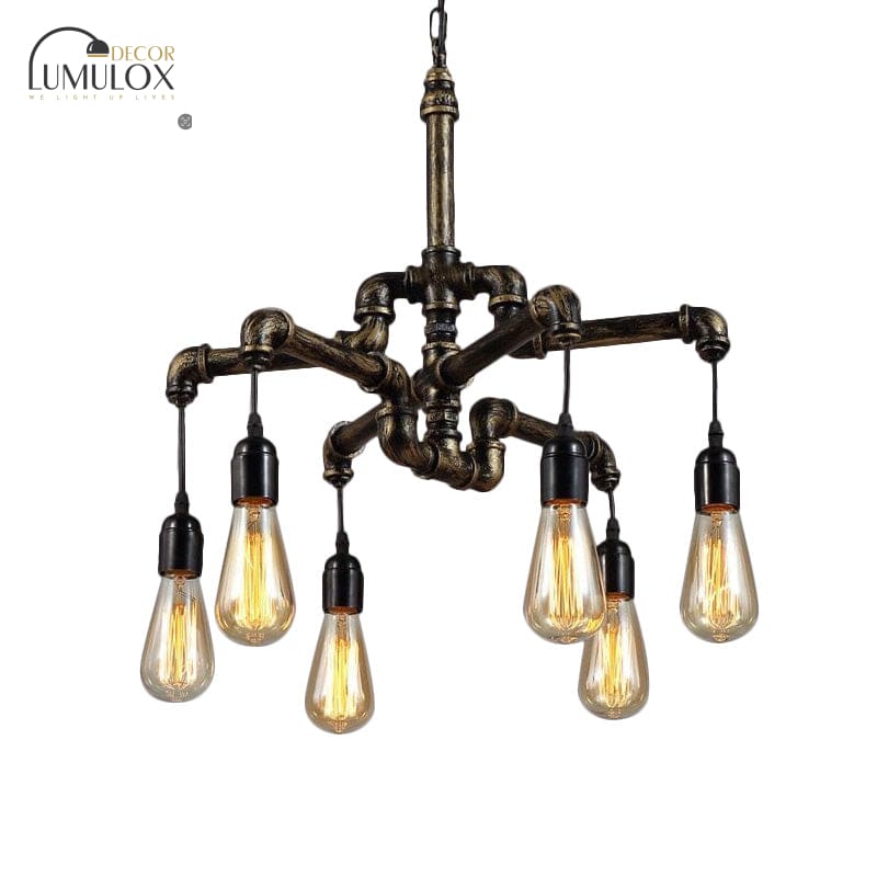 Vintage Industrial Metal and Glass Hanging Light – 4/6-Light 3-Tier Pendant for Living Rooms