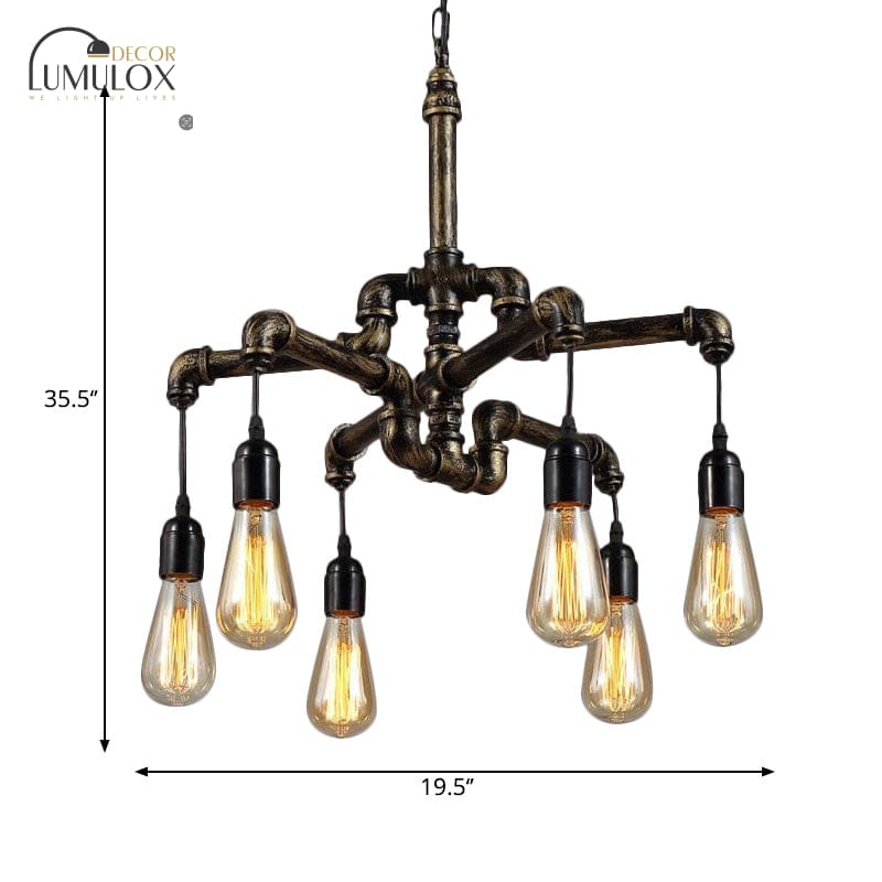 Vintage Industrial Metal and Glass Hanging Light – 4/6-Light 3-Tier Pendant for Living Rooms