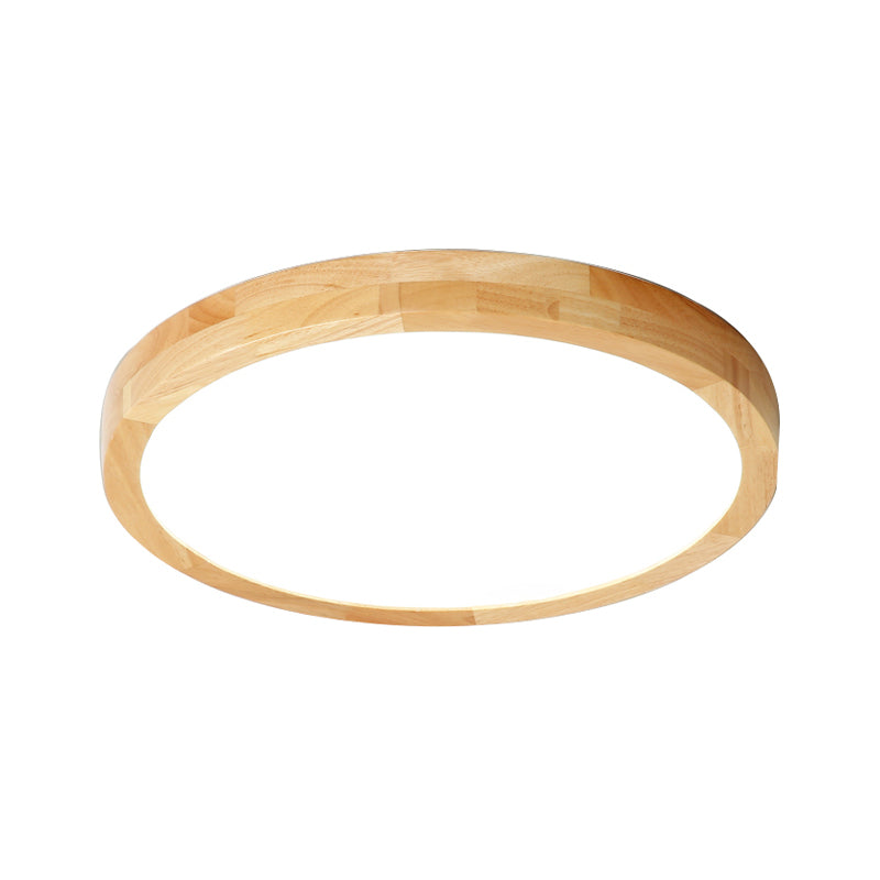 Modern Geometric Wooden Flush Mount Ceiling Light, LED Living Room Fixture - Beige