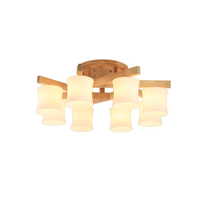 Contemporary Opal Glass Ceiling Flush Mount With Beige Semi Light