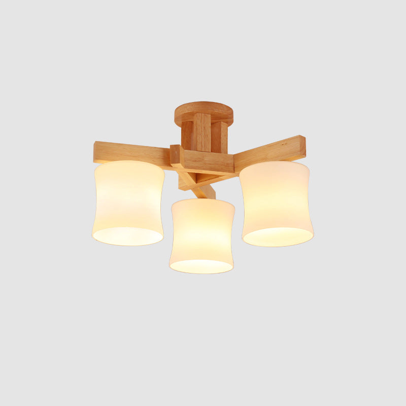 Contemporary Opal Glass Ceiling Flush Mount With Beige Semi Light