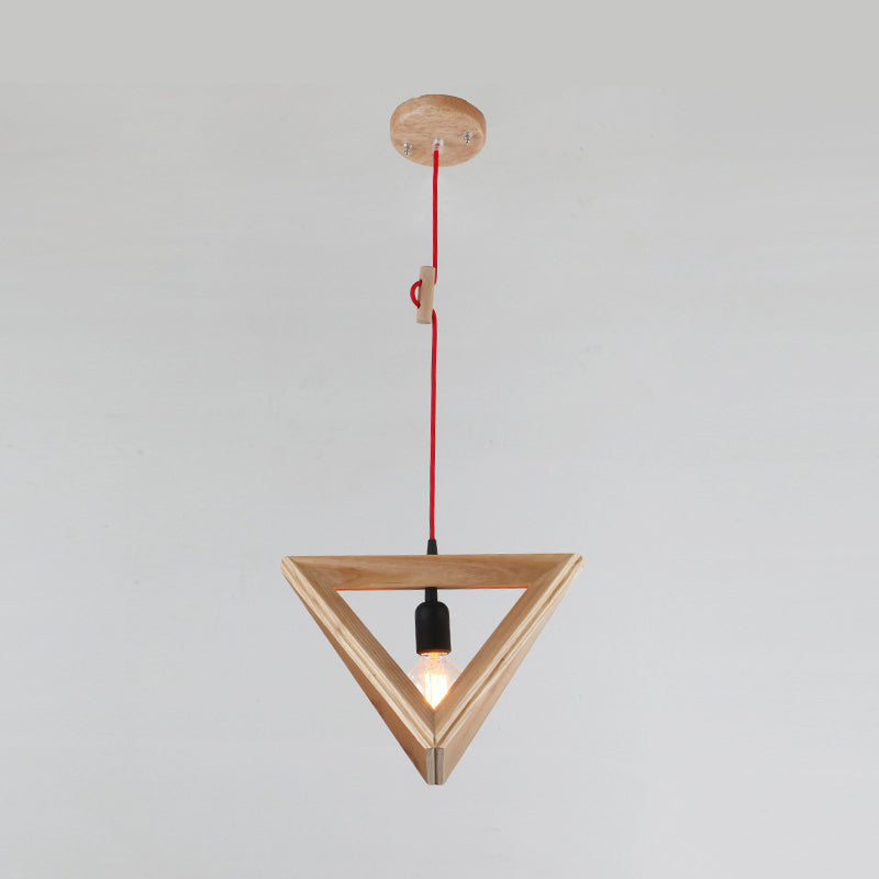 Modern Geometric Wooden Pendant Light For Dining Room