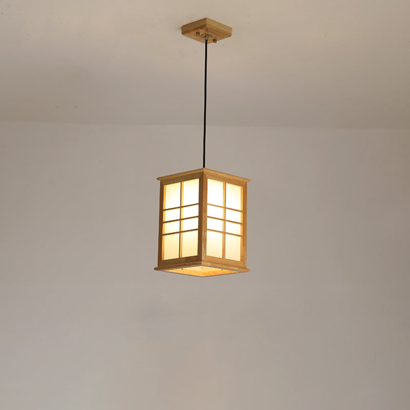Contemporary Rectangle Wooden LED Pendant Light for Dining Room