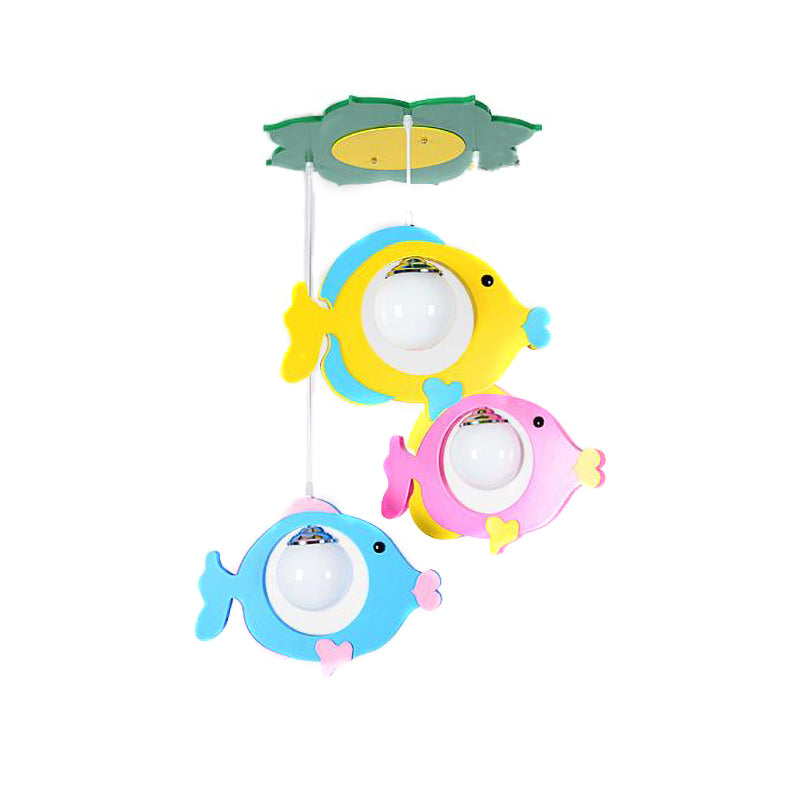 Kids Multi-Color Fish Pendant Light - 3 Lights Metal Ceiling For Cloth Shop
