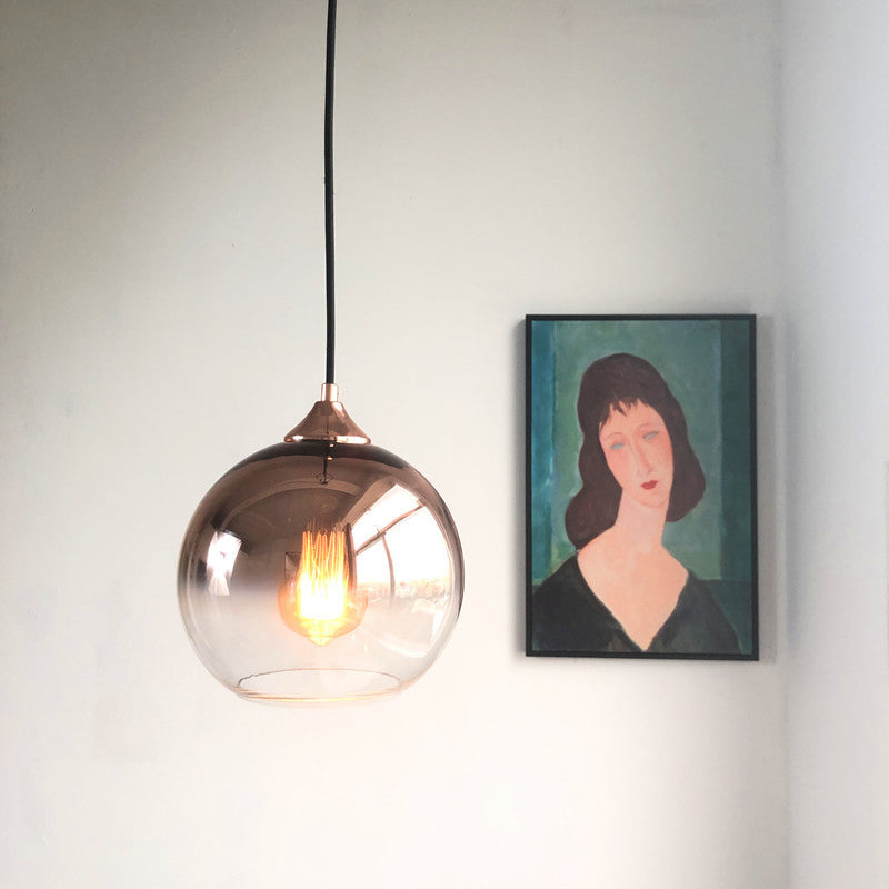 Sleek 1-Head Pendant Light with Global Gradient Glass Shade for Dining Room Suspension Lighting Kit