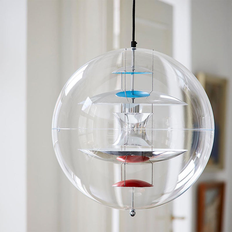 Clear Glass Pendant Light with Modern Styling and Layered Shade