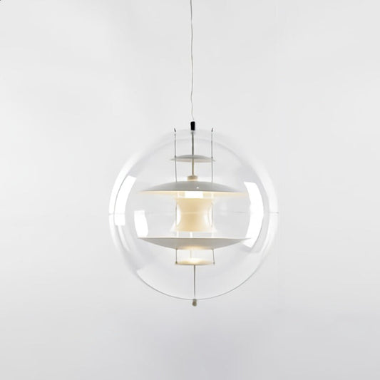 Suspension en verre transparent au style moderne et abat-jour à plusieurs niveaux