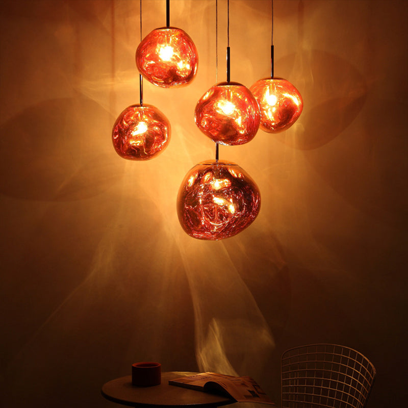 Lava Orb Pendant Light: Modern Glass Suspension Fixture For Dining Room Red / Small