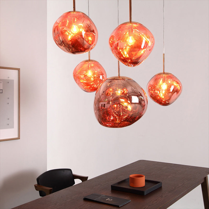 Lava Orb Pendant Light: Modern Glass Suspension Fixture For Dining Room
