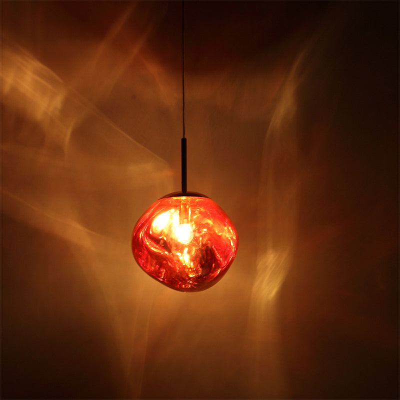 Lava Orb Pendant Light: Modern Glass Suspension Fixture For Dining Room