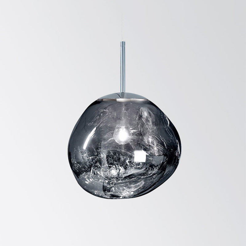 Lava Orb Pendant Light: Modern Glass Suspension Fixture For Dining Room Silver / Small