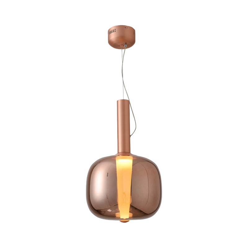 Minimalist Glass Suspension Pendant Light With Slender Neck Bottle Design Rose Gold