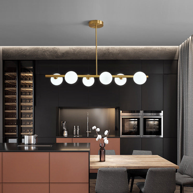 Brass Island Pendant Light Fixture - Simplicity Ball Glass Dining Room Lighting Kit