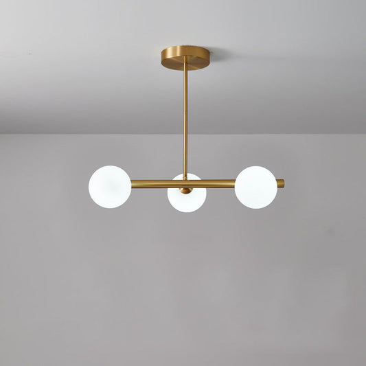 Brass Island Pendant Light Fixture - Simplicity Ball Glass Dining Room Lighting Kit 3 / Milk White