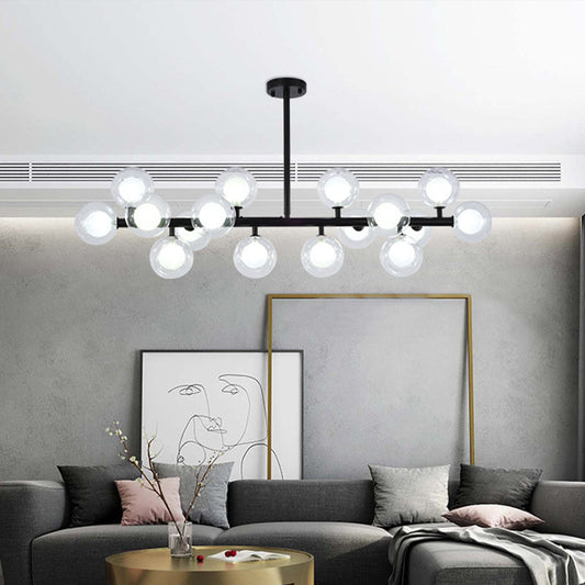 Lampe d'îlot en verre contemporaine - Plafonnier à 16 têtes pour salon