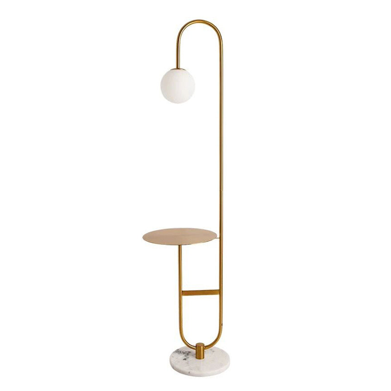 Nordic Glass Ball Floor Lamp With Tea Table - Milky 1 Head Reading Light