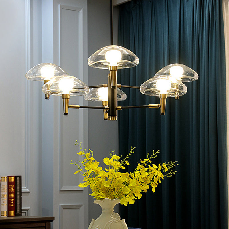 Modern Nordic Gold and Black Jellyfish Pendant Light Kit with Clear Glass Shade