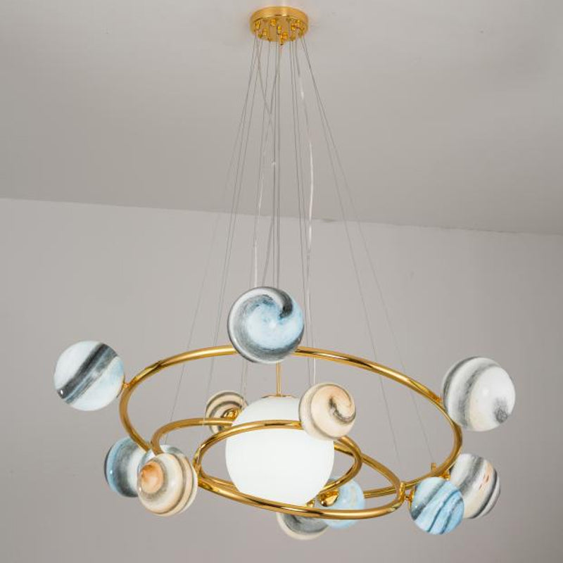 Sleek Stained Glass 7-Head Chandelier Light Fixture - Perfect for Dining Rooms