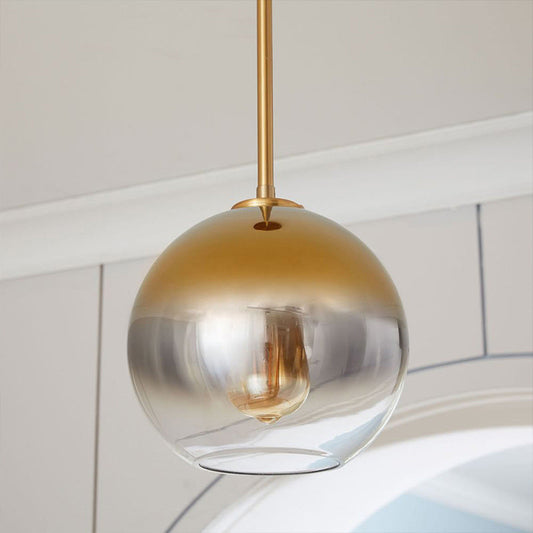 Contemporary Gold Pendant Light Fixture For Bedroom - Fading Glass Globe Design