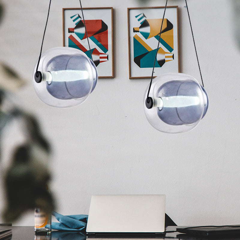 Minimalist Oval Drop Pendant: Dual Glass With 1 Head In Purple - Ideal For Living Room Hanging