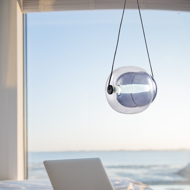 Suspension ovale en verre violet minimaliste pour salon