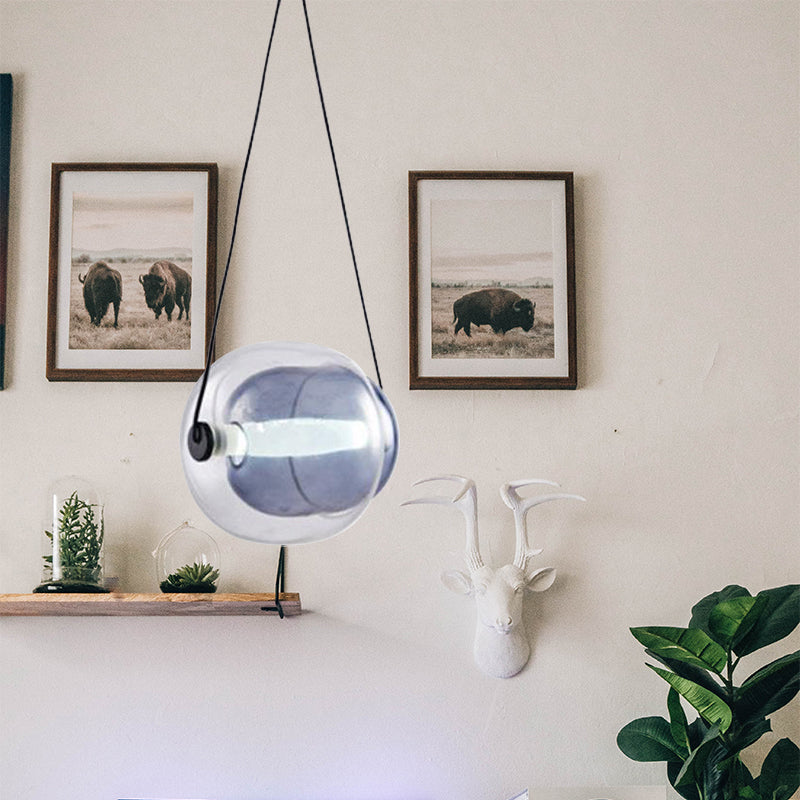 Suspension ovale en verre violet minimaliste pour salon