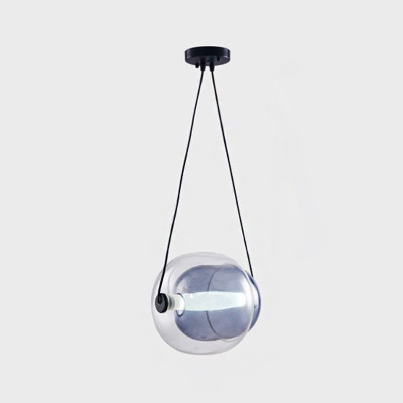 Suspension ovale en verre violet minimaliste pour salon
