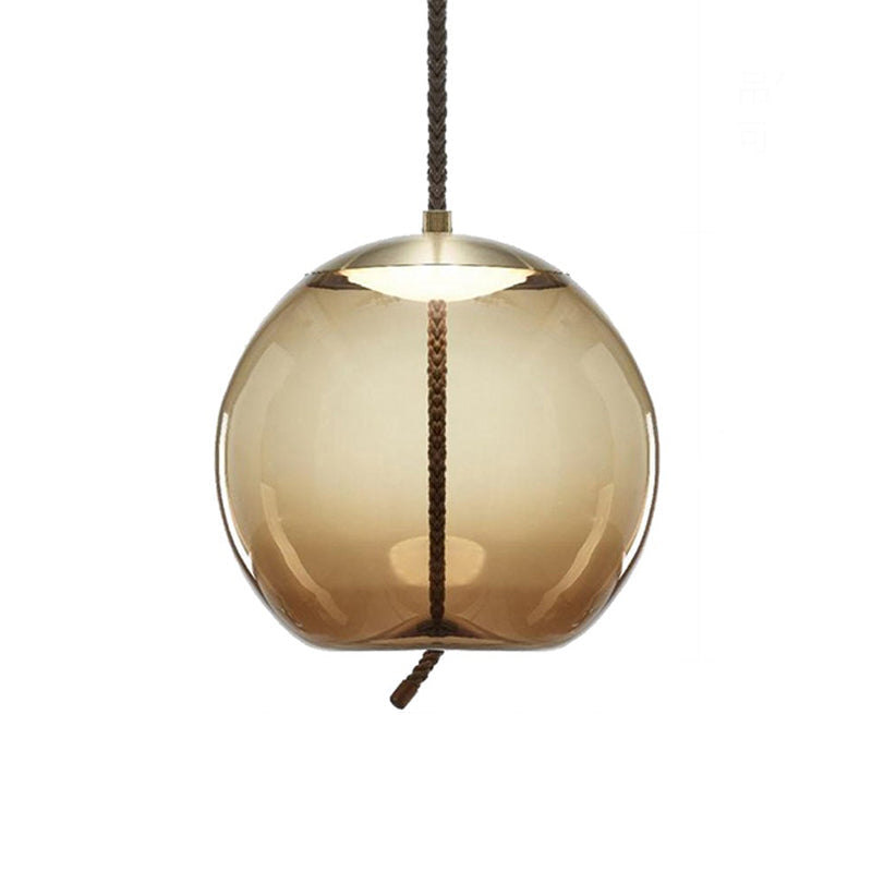 Contemporary Amber Glass Suspension Lamp - 1-Light Pendant For Dining Room / C