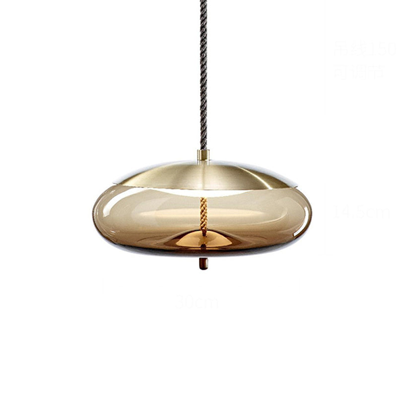 Contemporary Amber Glass Suspension Lamp - Stylish Pendant Lighting Fixture for Dining Room