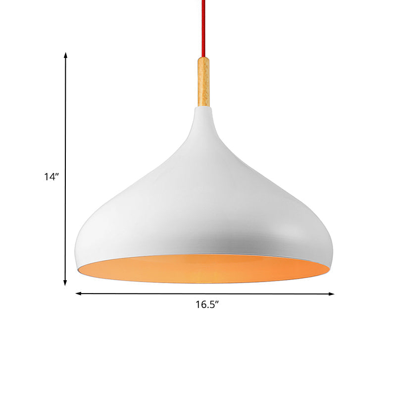 Metallic Dome Pendant Lamp - Simple Style, 1 Head, Black/White - Ideal for Dining Rooms - Available in 12.5" and 16.5" Width